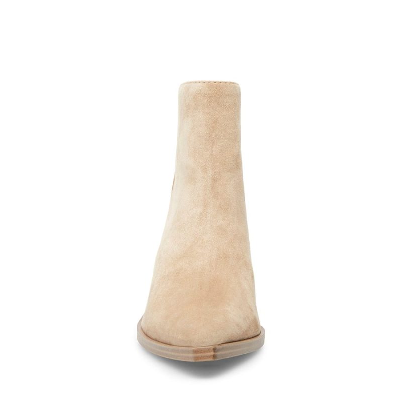 STEVEMADDEN BOOTIES ALERT TAN SUEDE FRONT