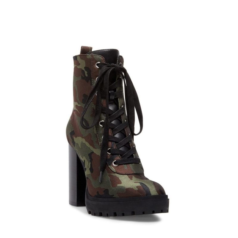 STEVEMADDEN BOOTIES LATCH CAMOUFLAGE