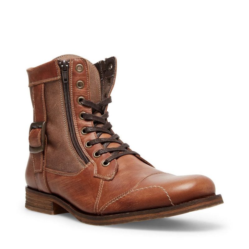 STEVEMADDEN BOOTS SIDETRACK COGNAC LEATHER