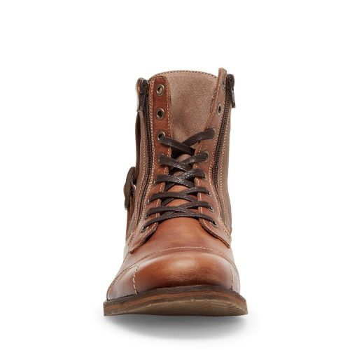 STEVEMADDEN BOOTS SIDETRACK COGNAC LEATHER FRONT