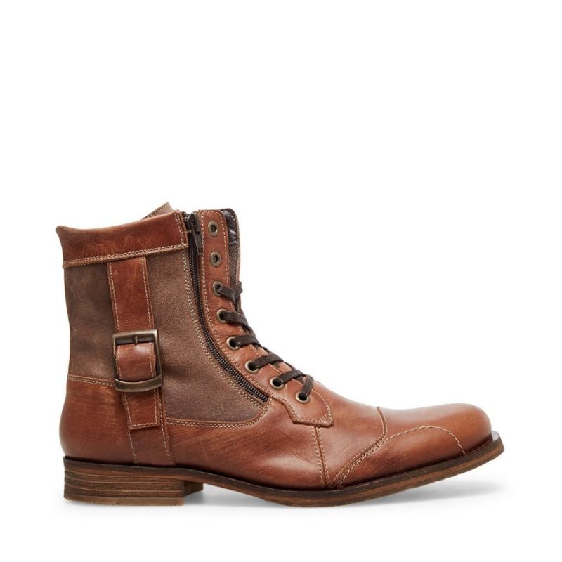 STEVEMADDEN BOOTS SIDETRACK COGNAC LEATHER SIDE