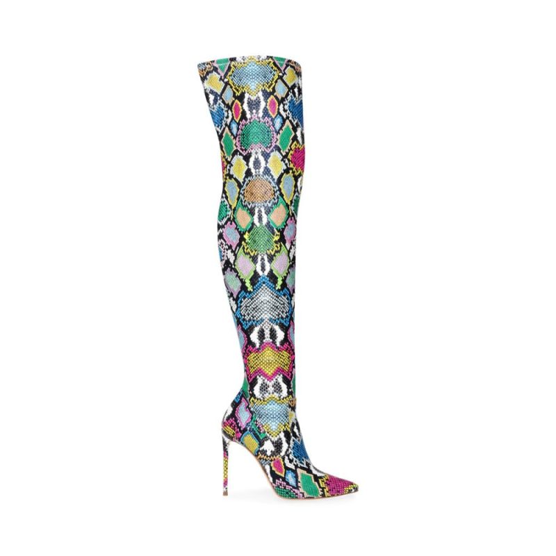 STEVEMADDEN BOOTS VAVA BRIGHT MULTI SNAKE SIDE