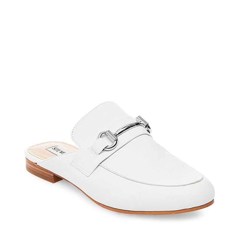 STEVEMADDEN FLATS KANDI WHITE LEATHER