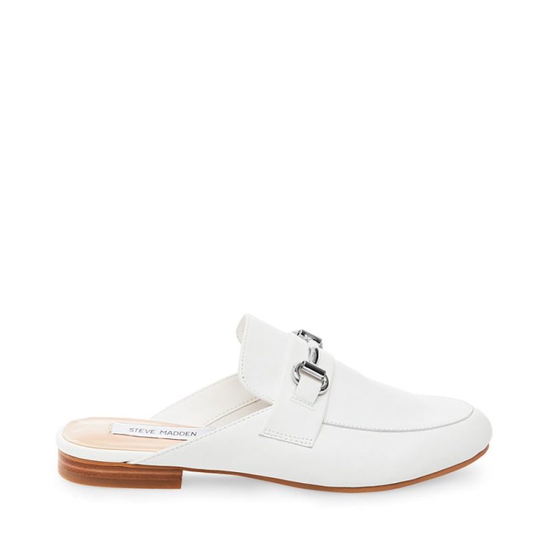 STEVEMADDEN FLATS KANDI WHITE LEATHER SIDE