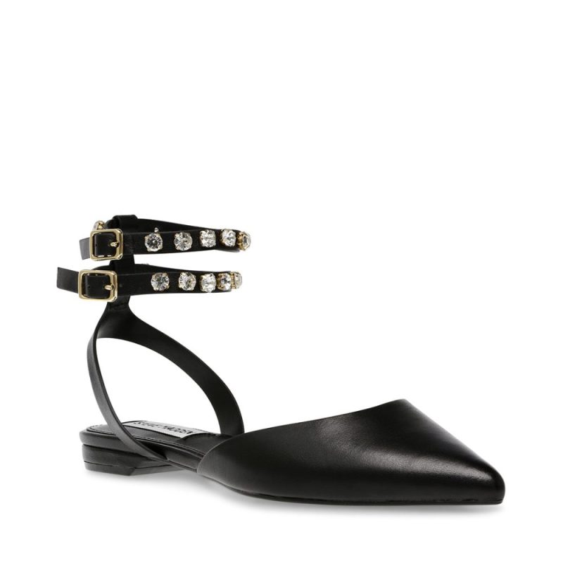 STEVEMADDEN SANDALS BALLERINA BLACK LEATHER