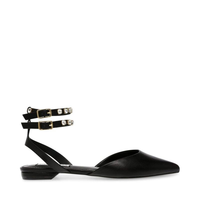 STEVEMADDEN SANDALS BALLERINA BLACK LEATHER SIDE