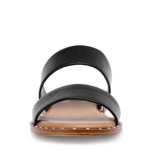 STEVEMADDEN SANDALS IVARA BLACK LEATHER FRONT