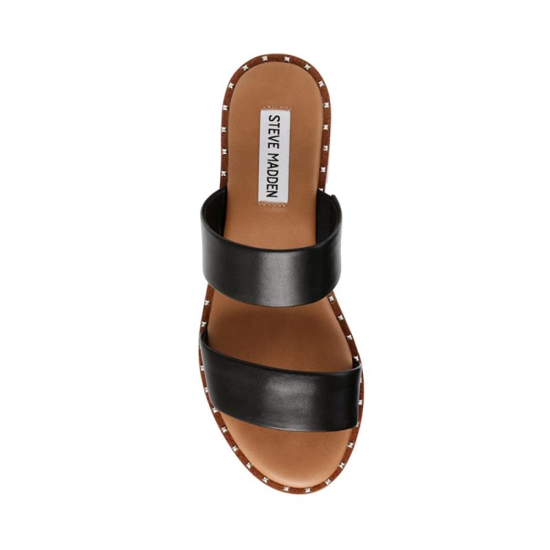 STEVEMADDEN SANDALS IVARA BLACK LEATHER TOP