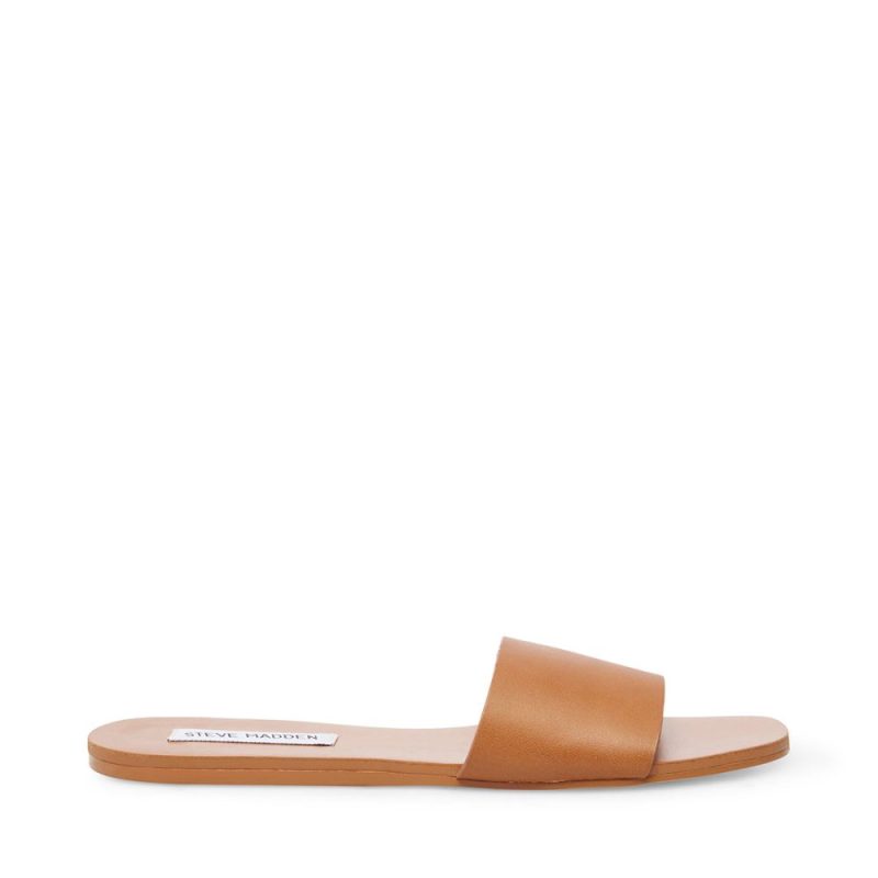 STEVEMADDEN SANDALS NIKINI COGNAC LEATHER SIDE