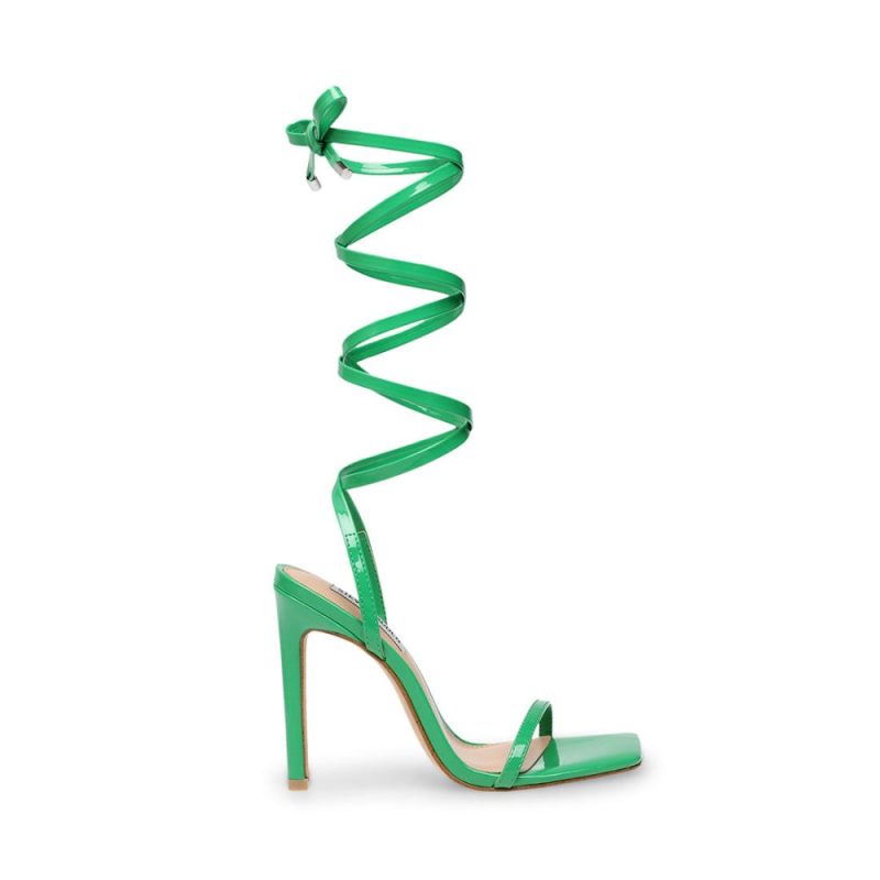 STEVEMADDEN SANDALS UPLIFT GREEN PATENT SIDE