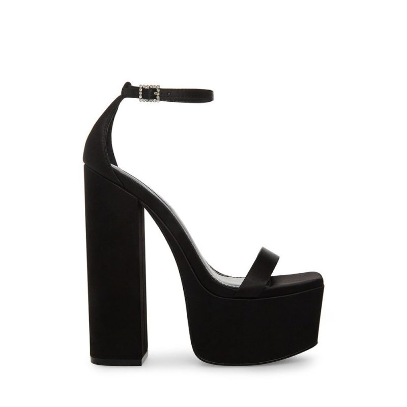 STEVEMADDEN SHOES AMORI BLACK SATIN SIDE