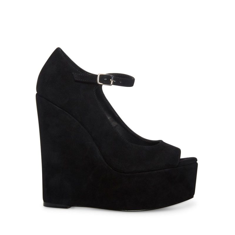 STEVEMADDEN SHOES MACIE BLACK SUEDE SIDE