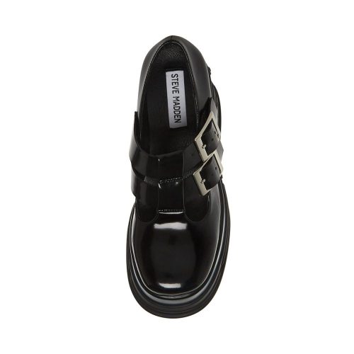 STEVEMADDEN SHOES PHASE BLACK LEATHER TOP