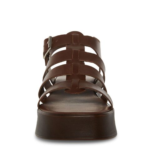 STEVEMADDEN SHOES SARAI BROWN LEATHER FRONT