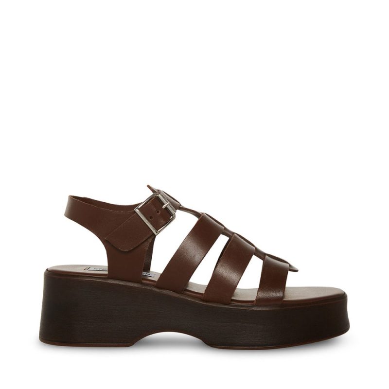 STEVEMADDEN SHOES SARAI BROWN LEATHER SIDE