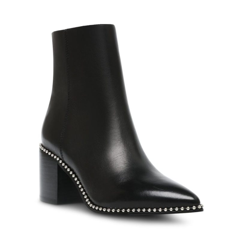 STEVEMADDEN BOOTIES AQUARIUS BLACK LEATHER