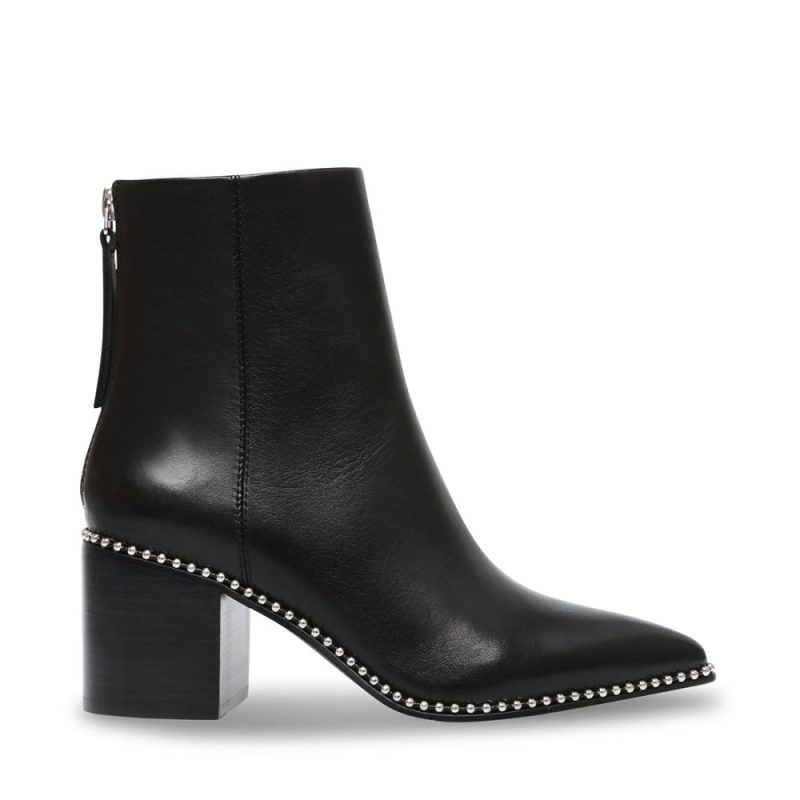 STEVEMADDEN BOOTIES AQUARIUS BLACK LEATHER SIDE