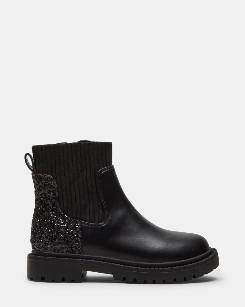 STEVEMADDEN KIDS TLILYANA BLACK GLITTER