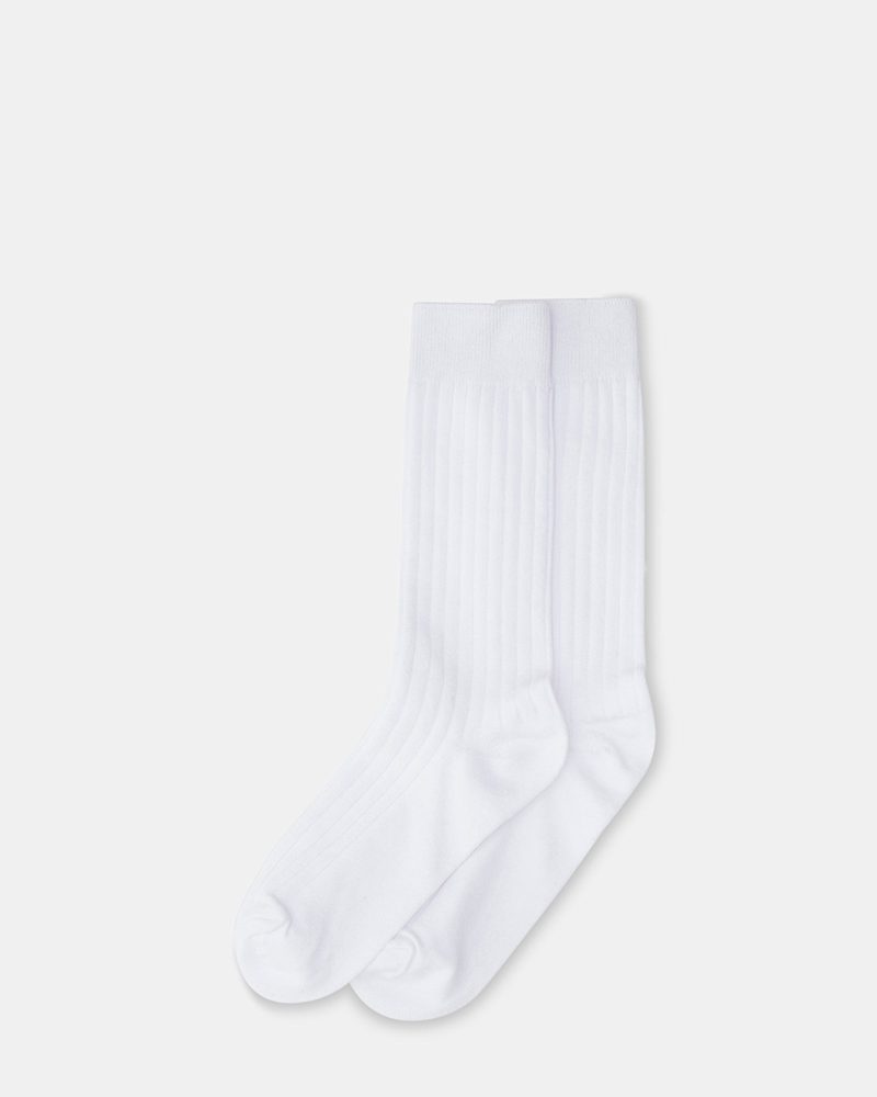 STEVEMADDEN LEGWEAR L CREW2 WHITE