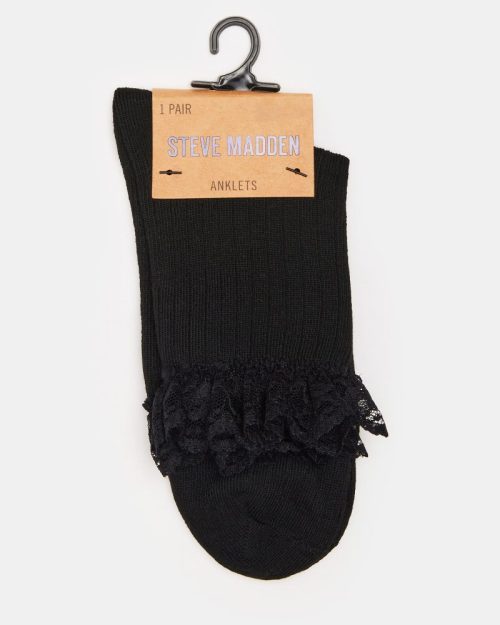 STEVEMADDEN LEGWEAR L TRIMS BLACK