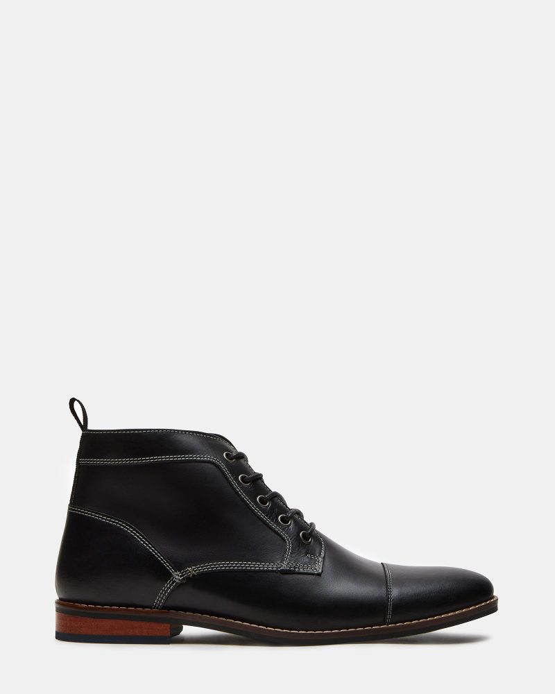 STEVEMADDEN MENS KREW BLACK LEATHER