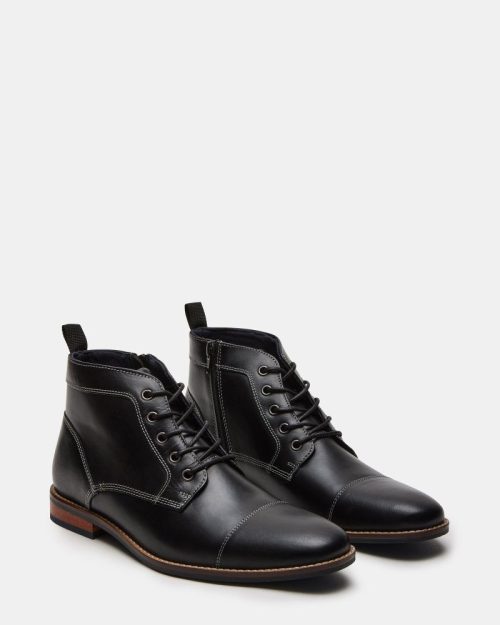 STEVEMADDEN MENS KREW BLACK LEATHER 01