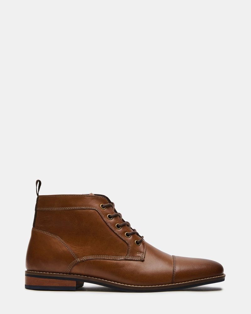 STEVEMADDEN MENS KREW COGNAC LEATHER