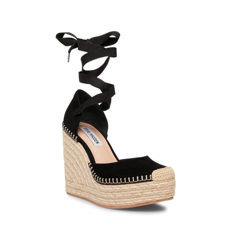 STEVEMADDEN SANDALS LANI BLACK SUEDE