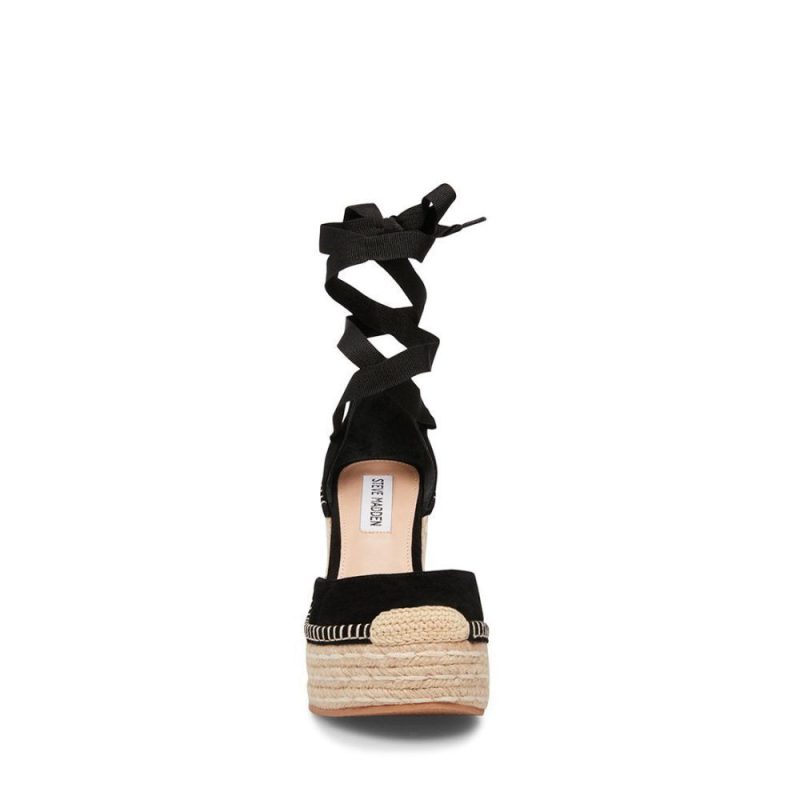 STEVEMADDEN SANDALS LANI BLACK SUEDE FRONT