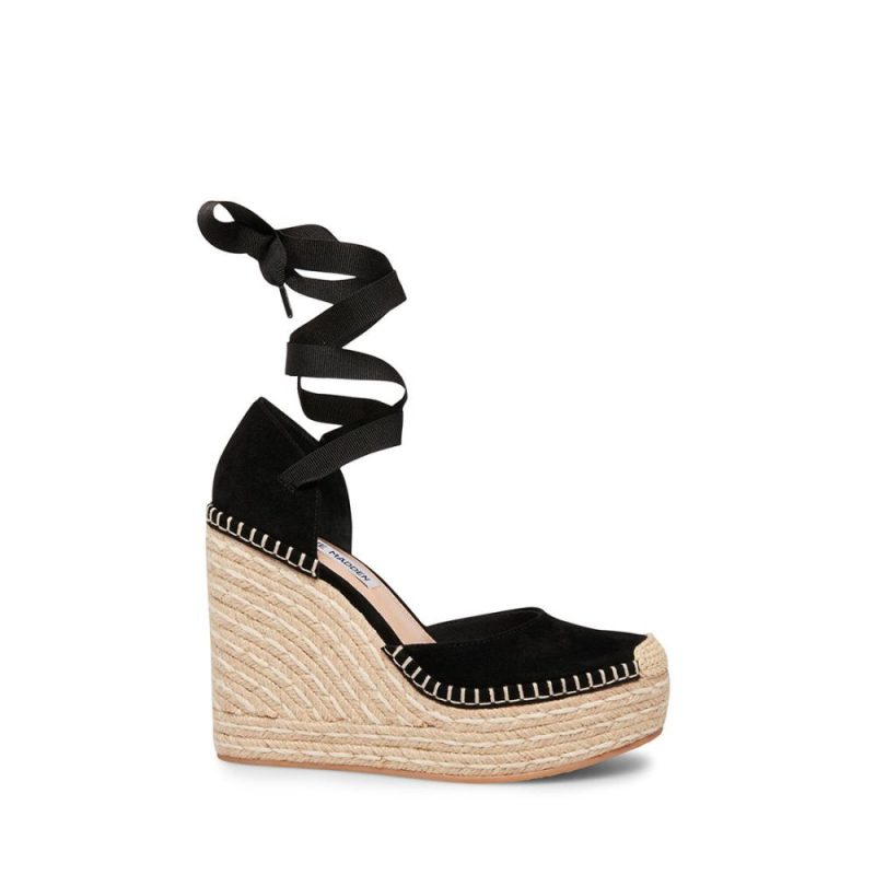 STEVEMADDEN SANDALS LANI BLACK SUEDE SIDE