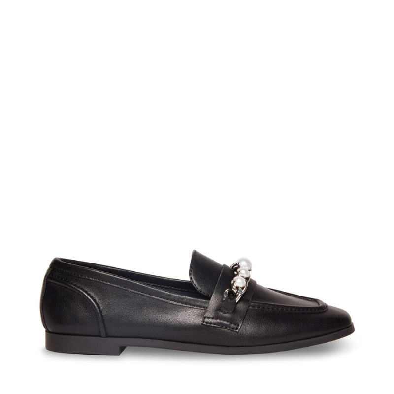 STEVEMADDEN SHOES CARRINE P BLACK LEATHER SIDE