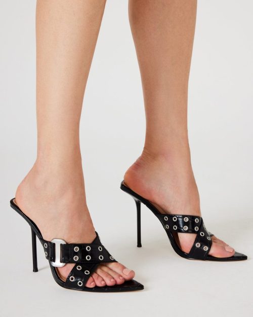 STEVEMADDEN SHOES INEZ BLACK CROCO LEGS DOWN 0525