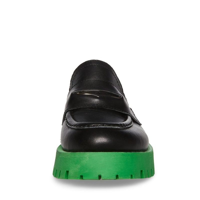 STEVEMADDEN SHOES LAWRENCE BLACK GREEN FRONT