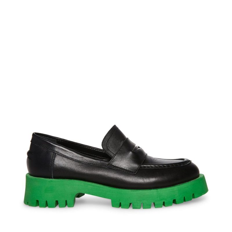 STEVEMADDEN SHOES LAWRENCE BLACK GREEN SIDE