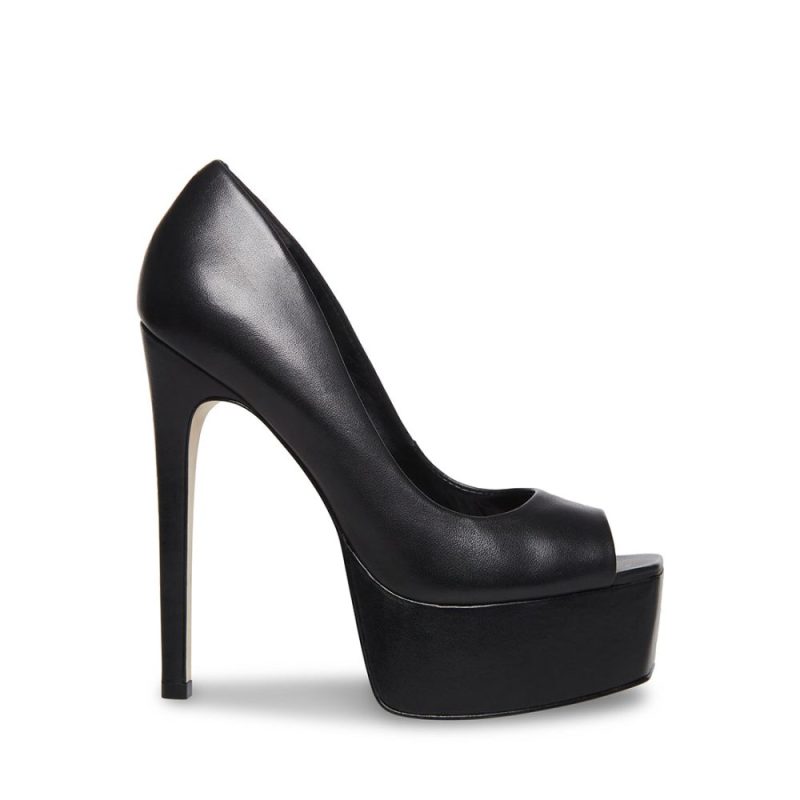 STEVEMADDEN SHOES LUST BLACK LEATHER SIDE