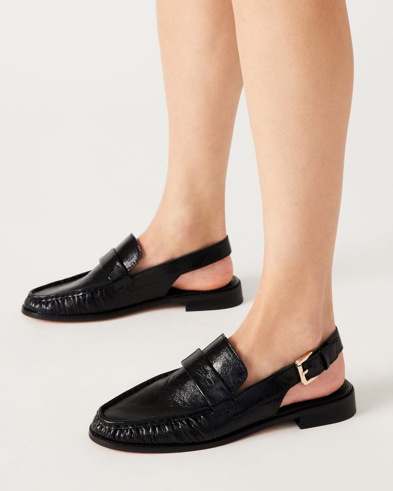 STEVEMADDEN SHOES REEVES BLACK LEATHER LEGS DOWN