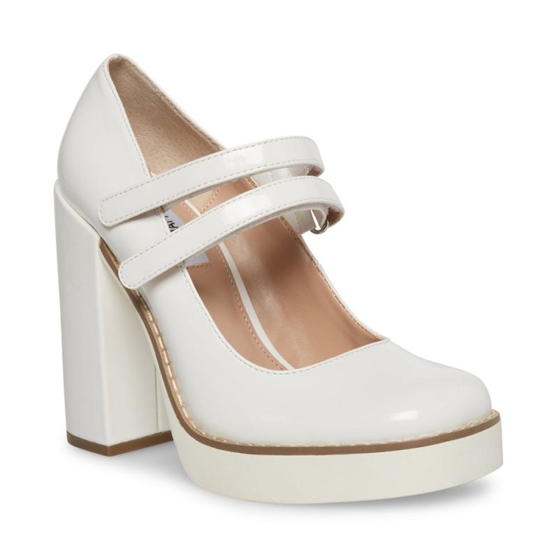 STEVEMADDEN SHOES TWICE WHITE PATENT